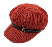 Générique Beret Hats for Women Mesh Breathable Beach Straw Hat Octagonal Cap Straw Women Summer Thin Newsboy Cap Painter Adju Breathable Crochet Beret Short-Brim (Red)