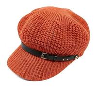 Générique Beret Hats for Women Mesh Breathable Beach Straw Hat Octagonal Cap Straw Women Summer Thin Newsboy Cap Painter Adju Breathable Crochet Beret Short-Brim (Orange)