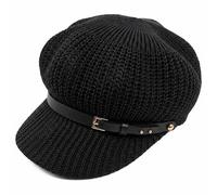 Générique Beret Hats for Women Mesh Breathable Beach Straw Hat Octagonal Cap Straw Women Summer Thin Newsboy Cap Painter Adju Breathable Crochet Beret Short-Brim (Black)
