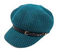 Générique Beret Hats for Women Mesh Breathable Beach Straw Hat Octagonal Cap Straw Women Summer Thin Newsboy Cap Painter Adju Breathable Crochet Beret Short-Brim (Peacock Blue)