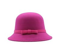 Générique Béret Saucisson seau pour femmes des années 1920, chapeau melon écrasable en fausse laine d'hiver, chapeau rond Cloche Bonnet Nuit Homme Coton (Hot Pink, One Size)