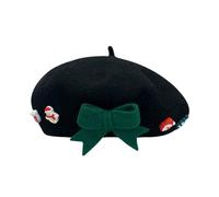 Générique Bérets Femme,Bonnet Chaud à Nœud Rétro,Bonnet Chaleureux de Noël pour Artistes - pour Costume de Fête Tenue de Vacances Cosplay Nouvel An