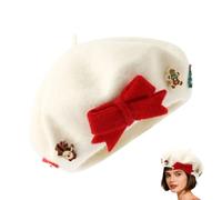 Générique Bérets Femme | Chapeau Mode à Nœud Rétro,Béret Chaud en Laine pour Noël | Pour Tenue d'Hiver Festive Cosplay Nouvel An et Célébrations