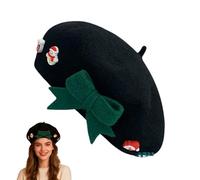 Générique Bérets Femme,Chapeau Rétro à Nœud Élégant | Bonnet Chaleureux de Noël pour Artistes,Pour Tenue d'Hiver Festive Cosplay Nouvel An et Célébrations