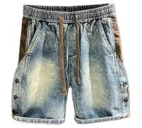 Générique Bermuda Cargo Homme Grande Taille,Short en Jean DéContracté Boutonné sur Le Devant Patchwork Cargo Longueur Genou éTé LéGer Coupe DéContractéE Pantalon Confortable (Blue, XXXL)