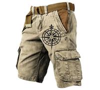 Générique Bermuda Cargo Homme,Short Cargo pour Homme avec Imprimé éLéGant Et Plusieurs Poches pour Une Tenue D'éTé DéContractéE Confortable LéGer avec Fermeture éClair Coupe Ample pour L'EntraîNement