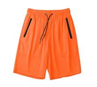 Générique Bermuda Cargo Homme Short De Travail Coton Bio Respirant, Taille Élastique Cordon, Confort Estival, Idéal Plage Vacances, Séchage Rapide, Poche Arrière (Orange, 5XL)