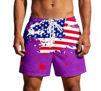 Générique Bermuda Cargo Homme Short Homme Coton Coton Bio Respirant, Taille Élastique Cordon, Confort Estival, Idéal Plage Vacances, Séchage Rapide, Poche Arrière (Purple, XL)