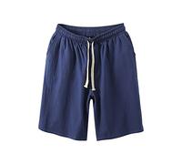 Générique Bermuda Cargo Homme Short Homme Coton Coton Bio Respirant, Taille Élastique Cordon, Confort Estival, Idéal Plage Vacances, Séchage Rapide, Poche Arrière (Blue, 3XL)