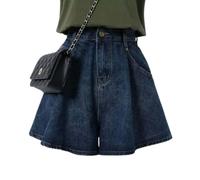Générique Bermuda en jean pour femme taille haute tendance extensible longueur genou coupe ample