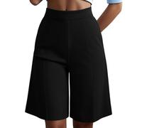 Générique Bermuda Femme Élégant Chic Short Large à Taille Haute avec Poches Invisibles Pantalon Court de Ville Fluide et Léger Jupe-Culotte Moderne pour Bureau Travail Rendez-Vous Été 2026