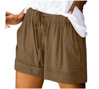 Générique Bermuda Femme Été, Taille Haute Élastique avec Cordon, Coupe Large Fluide, Léger Respirant, Look Décontracté Polyvalent