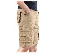 Générique Bermuda Homme Pantacourt Long Short Travail Pantalon Cargo Treillis Militaire avec Élastique À La Taille De Shorts Et Bermudas Baggy Vêtements Grande Camouflage Été Tactique,Kaki,XL