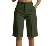 Générique Bermuda Tailleur Femme Été, Uni, Taille Haute, Coupe Droite Ajustée, Poches, Look Chic Professionnel, Polyvalent Bureau Travail Quotidien