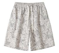 Générique Bermudas De Loisirs Hommes Imprimé Végétal avec Cordon De Serrage Taille Élastique Shorts en Tissu Souple Confort Optimal Respirants Pantalon Court Doux Séchage Rapide Pantalon Mi-Long