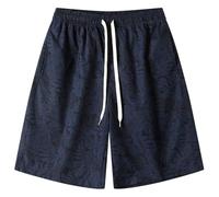 Générique Bermudas De Loisirs Hommes Imprimé Végétal avec Cordon De Serrage Taille Élastique Shorts en Tissu Souple Confort Optimal Respirants Pantalon Court Doux Séchage Rapide Pantalon Mi-Long