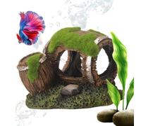 Générique Betta Fish Cave - Aquarium Wrecked Barrel Decorations | Artificial Moss Large Aquariûm Ornaments | Resin Realistic Aquarium Decorative Accessories for Freshwater and Saltwater Tank Hideouts
