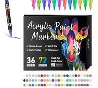 Générique Beyonddraw Dual Tip Acrylic Paint Pen Marker - 24/48/72/96/120/168 Colors, Beyond Draw Acrylic Markers, for Rock Painting, Ceramic Wood Canvas Plastic DIY Crafts (36 Pens 72 Colors)