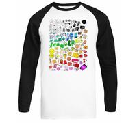 Générique Bfdi Inanimate Locura Todos Los Personajes T-Shirt De Baseball Unisexe Blanc À Manches Longues