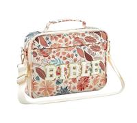 Générique Bible Bags | Chenille Letter Adjustable Shoulder Strap Protective Tote | Flowers Print Bible Carrying Bag With Handle | For Teacher Travel Home School College Work Prayer Meeting