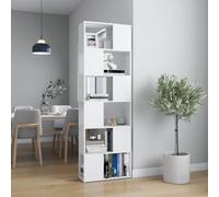 Générique Bibliothèque 6 Compartiments Blanche, Séparateur de Pièce 60x24x186 cm, Étagère de Rangement avec Design Classique pour Livres, DVD et Objets Décoratifs
