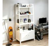 Générique Bibliothèque à 4 Niveaux avec Placard, Étagère de Rangement Ouverte de Style Industriel avec Porte, Bibliothèque Haute de Style Ferme for Salon, Chambre, Bureau, Petits Espaces