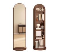 Générique Bibliothèque à 5 Niveaux avec Miroir Pleine Longueur, Bibliothèque Étroite avec Présentoir, Rangement sur Pied avec Miroir for Livres et Objets Décoratifs