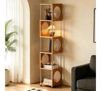 Générique BibliothèQue d'angle éTroit avec roulettes, Armoire De Rangement Cube en Rotin, PréSentoir Roulant Mince for Chambre à Coucher Et Salon