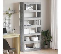 Générique Bibliothèque Moderne en Bois d'Ingénierie Gris Béton 80 x 30 x 198 cm - Stable & Durable - pour Salon & Décoration Contemporaine