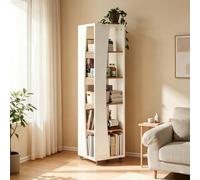 Générique Bibliothèque Rotative 360° à roulettes, Haute et Étroite, Blanche