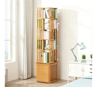 Générique Bibliothèque Rotative à 360° avec Armoire de Rangement, Étagère de Bureau sur Pied, Étagère Pivotante for Livres, Magazines, CD à Maison ou au Bureau