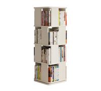 Générique Bibliothèque rotative à 360° - Bibliothèque Blanche à 4 Niveaux, étagère de Rangement compacte sur Pied, Organiseur d'angle carré pour Petits espaces, Chambre, Salon (17,7 x 17,7 x 40,7)
