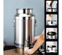 Générique Bidon à Lait en Acier Inoxydable avec Robinet - Distributeur de Boissons de 42 L pour Le Stockage de liquides, fût de Fermentation à Couvercle hermétique pour Usage Commercial et Domestique