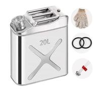 Générique Bidons De Carburant Essence Diesel 5 L/10 L/15 L/20 L, Réservoir De Secours, Jerrican Anti-Fuite en Acier Inoxydable épais,Bec Verseur Rétractable,pour Motos,Automobiles,20L