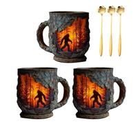 Générique Bigfoot Forest Fire Mug, 3D Relief Vintage Sasquatch Outdoor Coffee Gifts Cup, Rustic Campfire Bushcraft Mug for Cryptid Believers Nature Lovers,Mountain Hiking Camping Lover