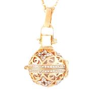 Générique Bijou Bola de Grossesse Ciel Étoilé - Pendentif Plaqué Or avec Cristaux, Chaîne Totalement Ajustable 140 cm - Fermoir Mousqueton - (Blanc)