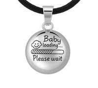 Générique Bijou Bola de Grossesse - Pendentif Plaqué Argent avec Cordon - Gravure Originale Baby Loading