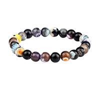 Générique Bijoux Bracelet Bracelet Bracelet Noir Anneaux Feu 8mm Bracelet pour hommes Bijoux de yoga Message Messages Bracelet Bijoux (J, One Size)