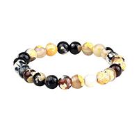 Générique Bijoux Bracelet Bracelet Bracelet Noir Anneaux Feu 8mm Bracelet pour hommes Bijoux de yoga Message Messages Bracelet Bijoux (A, One Size)
