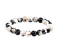 Générique Bijoux Bracelet Bracelet Bracelet Noir Anneaux Feu 8mm Bracelet pour hommes Bijoux de yoga Message Messages Bracelet Bijoux (E, One Size)