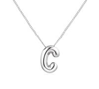 Générique Bijoux Collier en argent avec des mots pour les femmes à la mode avec des initiales Un cadeau pour les femmes adolescentes et Cadeau D'Anniversaire Femme (C, 1. 8x1. 5cm)
