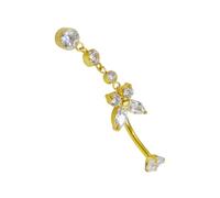 Générique Bijoux de corps tendance en forme de papillon, anneaux de ventre plaqués en acier inoxydable avec bouton en zircone cubique, accessoire pour un usage quotidien, chaîne de soirée en
