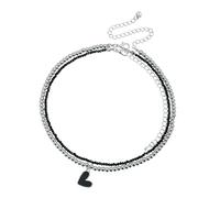 Générique Bijoux de cou faits à la main, perles élégantes, collier à porter quotidien, chaîne de cou, accessoires pour jeunes femmes, Texture en alliage, pendentif en forme de cœur d ' amour