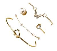 Générique Bijoux Élastique Aimanté Bijoux Peach Geometric Bracelet 4 Piece Set Pour Homme Bracelet Messages Hommes Anneaux (F, A)