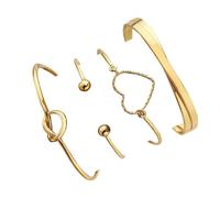 Générique Bijoux Élastique Aimanté Bijoux Peach Geometric Bracelet 4 Piece Set Pour Homme Bracelet Messages Hommes Anneaux (A, A)