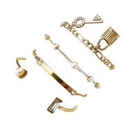 Générique Bijoux Élastique Aimanté Bijoux Peach Geometric Bracelet 4 Piece Set Pour Homme Bracelet Messages Hommes Anneaux (D, A)