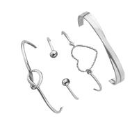 Générique Bijoux Élastique Aimanté Bijoux Peach Geometric Bracelet 4 Piece Set Pour Homme Bracelet Messages Hommes Anneaux (B, A)