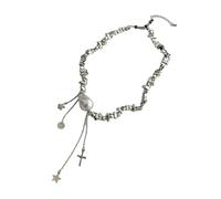 Générique Bijoux en pierre élaborés, chaîne à paillettes modifiables, forme incohérente, breloque étoile, décontracté pour fête, ajout d ' une chaîne en pierre élaborée