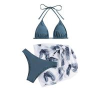 Générique Bikini String Femme,Maillot De Bain Triangle Taille Haute Texturé 3 PièCes pour Femme avec Cache-Maillot