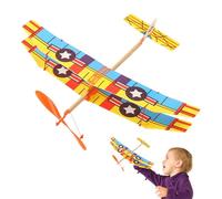 Générique Biplane Model Kit, Rubber Band Aircraft, 19.69x16.93in Airplane Building Toys, Colorful Authentic Materials, Easy Assembly Design for Children Entertainment and Learning